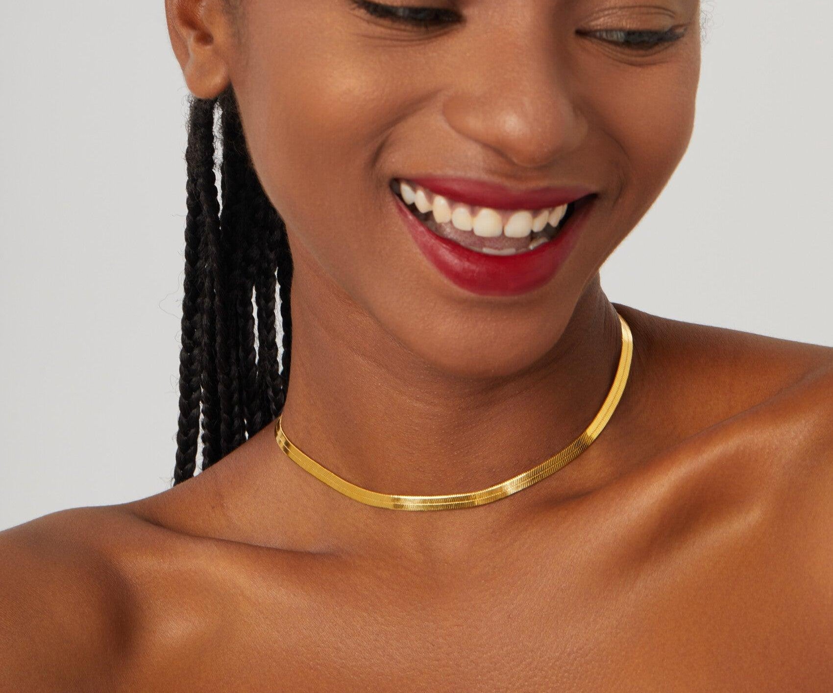 Sophia Herringbone Choker Necklace - Nujaya United States