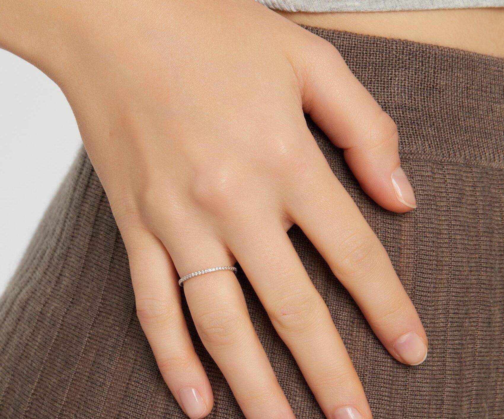 Thin Pavé Stacking Ring - Nujaya United States