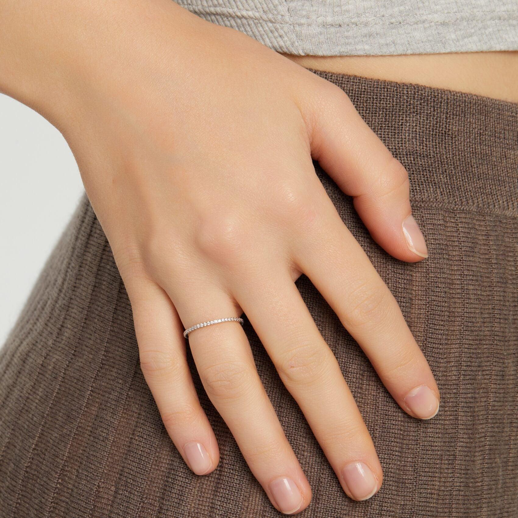 Thin Pavé Stacking Ring - Nujaya United States